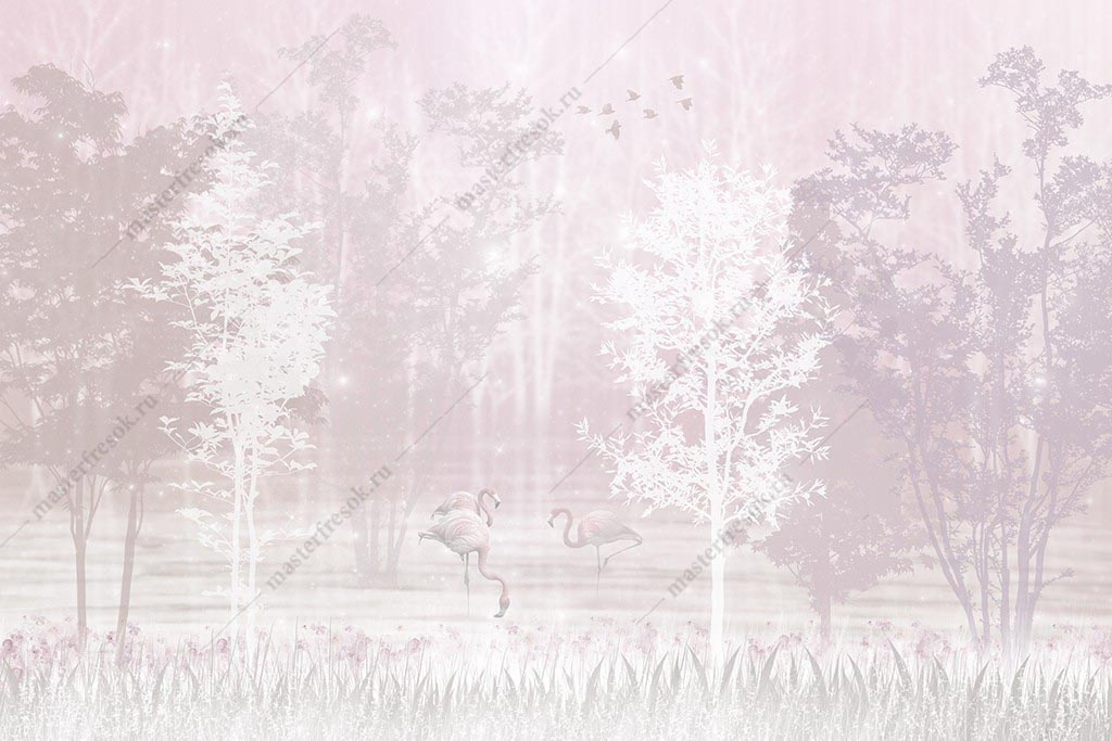 Фотообои Фламинго в тумане